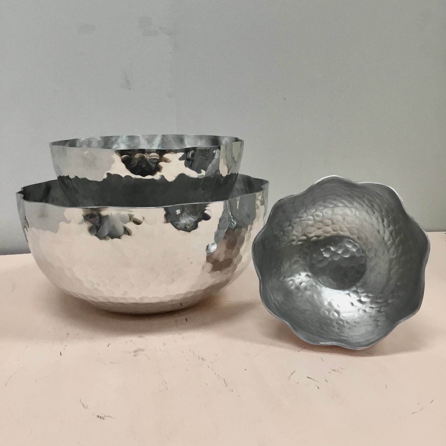 Hammered Aluminum Petal Bowls S/3