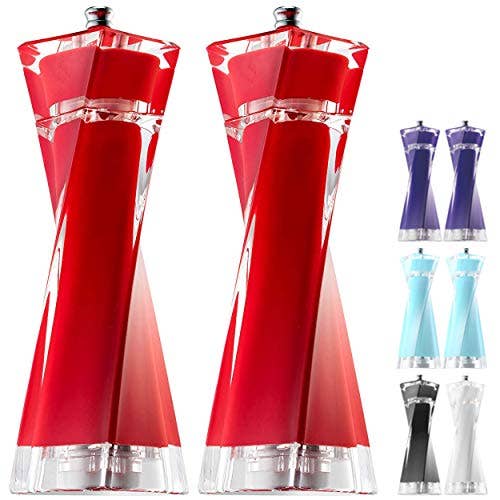 Mitbak - Acrylic, Salt and Pepper Grinders, Red, 2 Pk