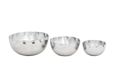 Hammered Aluminum Petal Bowls S/3