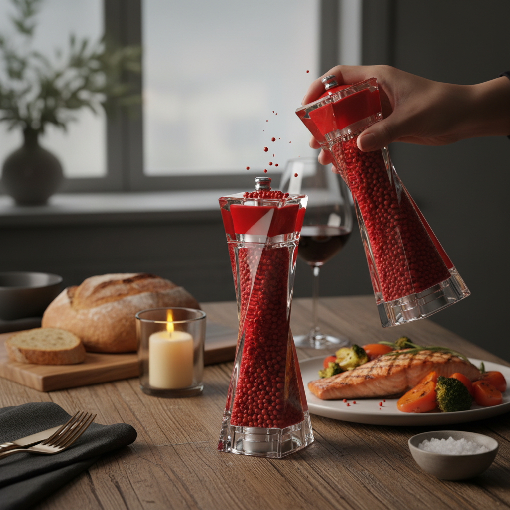 Mitbak - Acrylic, Salt and Pepper Grinders, Red, 2 Pk