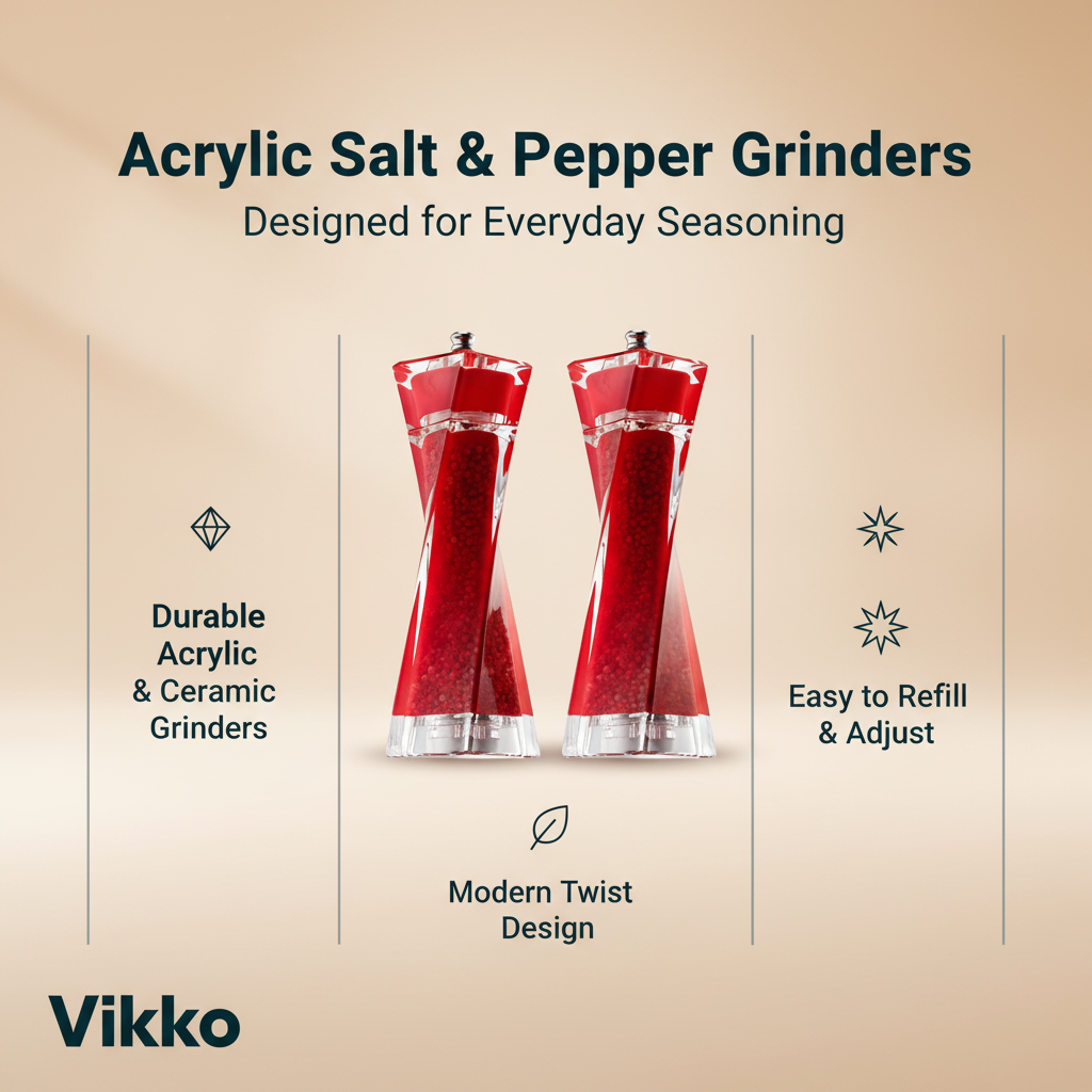 Mitbak - Acrylic, Salt and Pepper Grinders, Red, 2 Pk