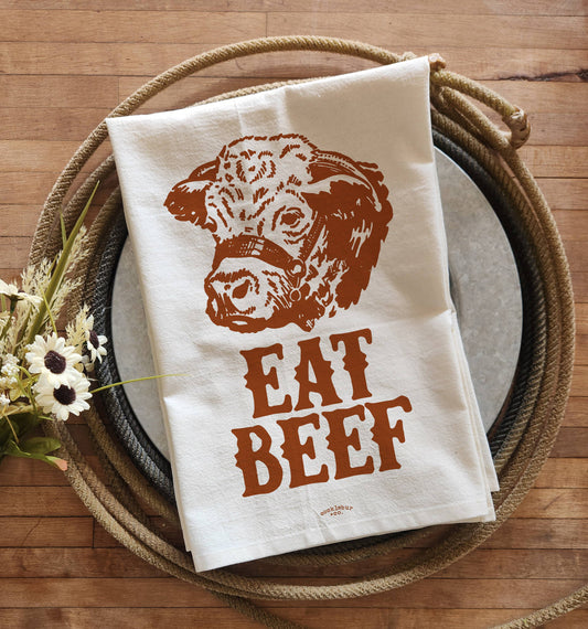 Eat Beef - Old Fashioned Tea Towel