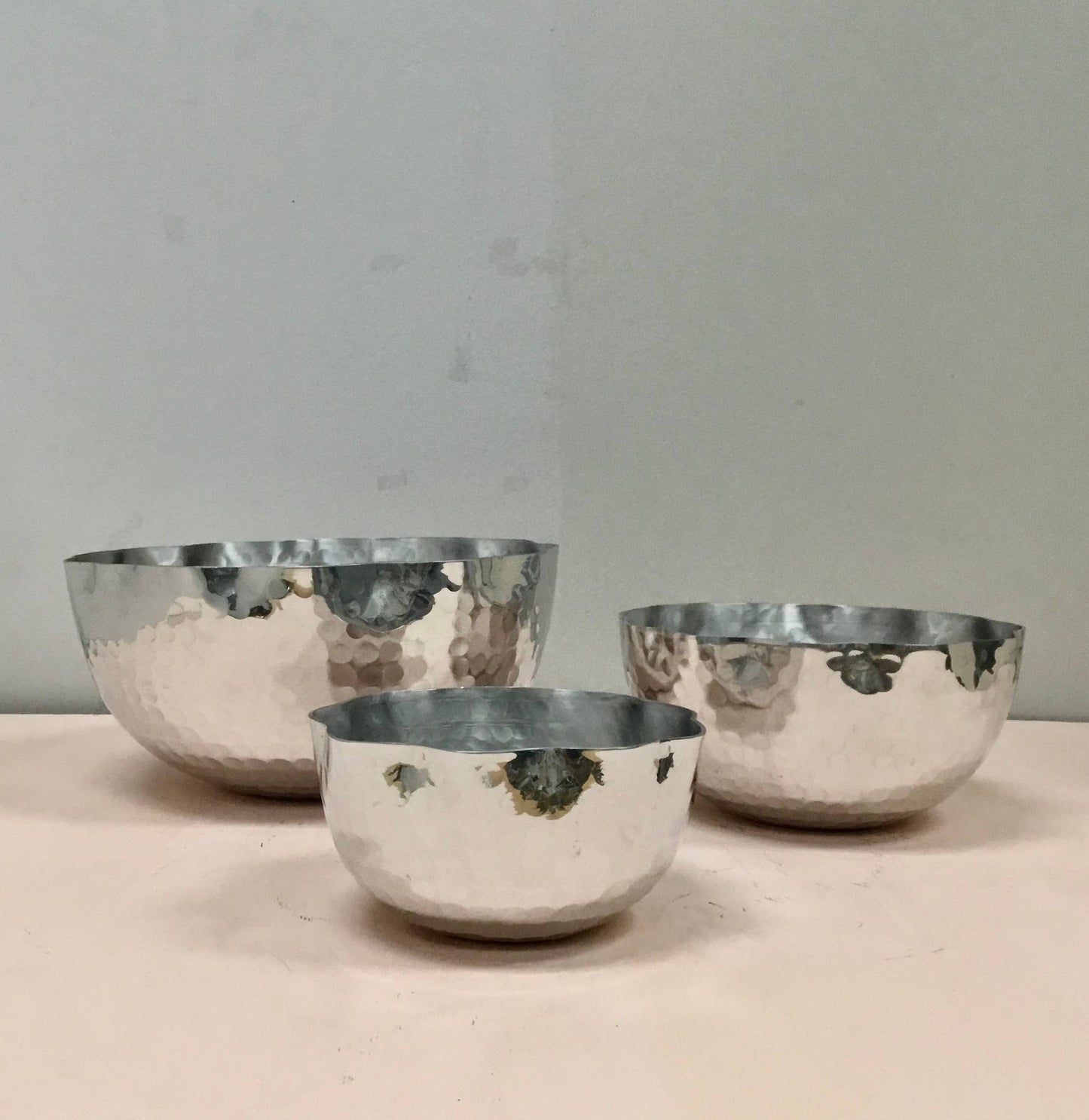 Hammered Aluminum Petal Bowls S/3