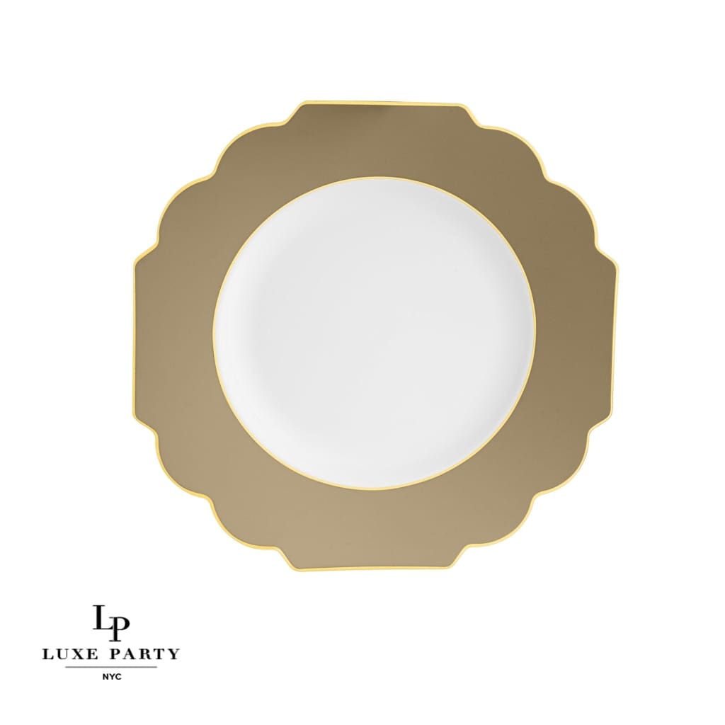 Scalloped Gold Plastic Plates | 10 Pack