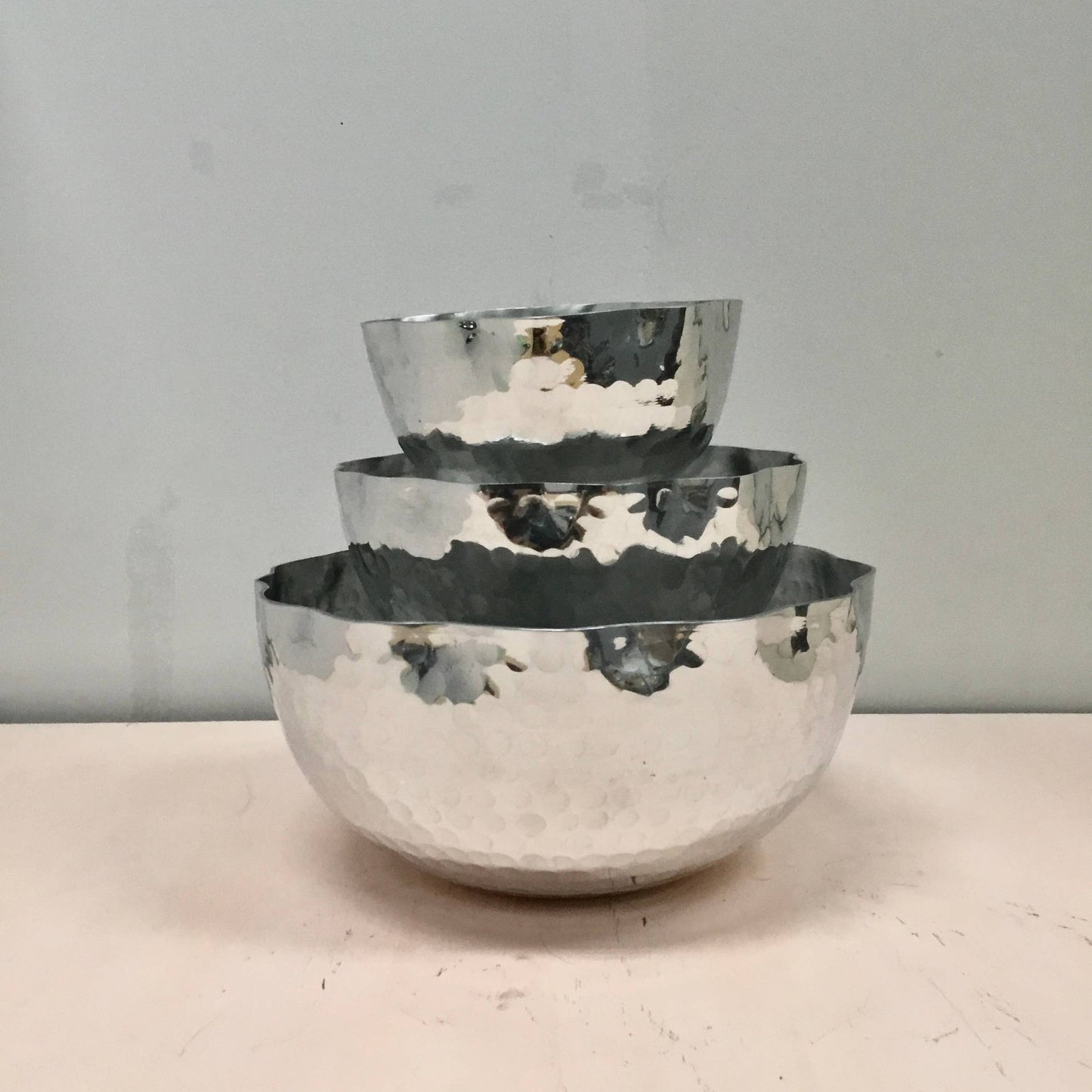 Hammered Aluminum Petal Bowls S/3